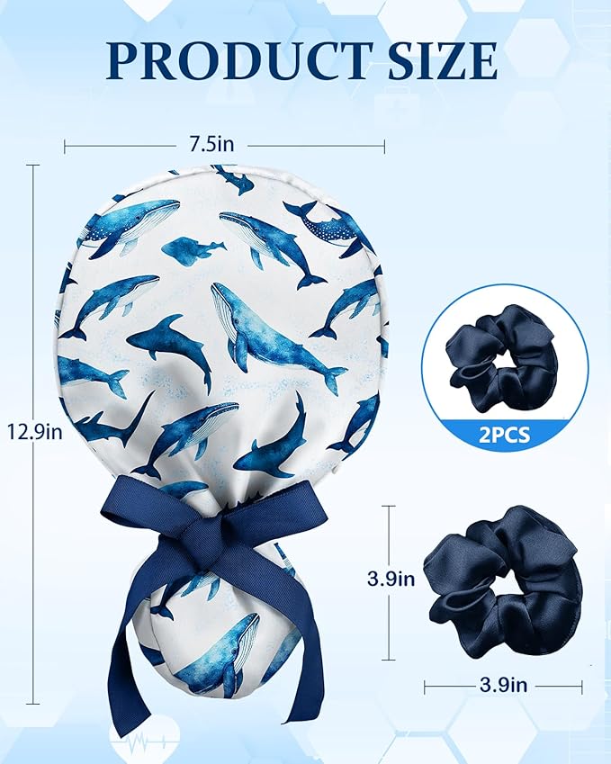 Plifal 100% Cotton Scrub Cap with Buttons-Nurse Cap with Sweatband for Women, Adjustable Working Hat,Satin Lined or Unlined