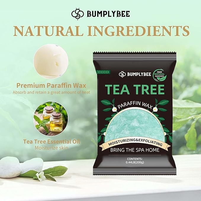 BUMPLYBEE Paraffin Wax for Hand and Feet,10 Pack Tea Tree Paraffin Wax Refills for Hand & Foot Wax Bath, Moisturizing Hands Feet, Deep Hydration