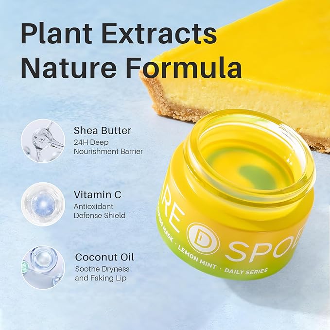 SPODARE Lemon Lip Mask, Hydrating Overnight Lip Sleeping Mask, Lip Moisturizer for Dry Cracked Lips Care, Dual-Color Lips Balm for Nourishing and Softening Lips, Minimizes Fine Lines - 12g