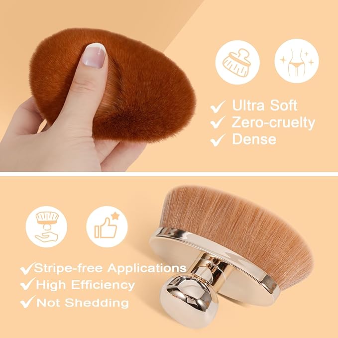 Extra Large Body Makeup Brush for Self Tanner – 115mm Wide Oval Kabuki Body Brush for Bronzer Blend & Blur, Vegan Fiber Self Tanning Brush for Legs & Body with Drawstring Bag by Yoseng