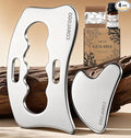 Coralogo Stainless Steel Gua Sha Tools - 4pc Skin Care Tools Set with Gua Sha Oil, Soap, Muscle Scraper for Face Massaging Body Relaxing, Self Care Gift for Her Birthday Mother's Day