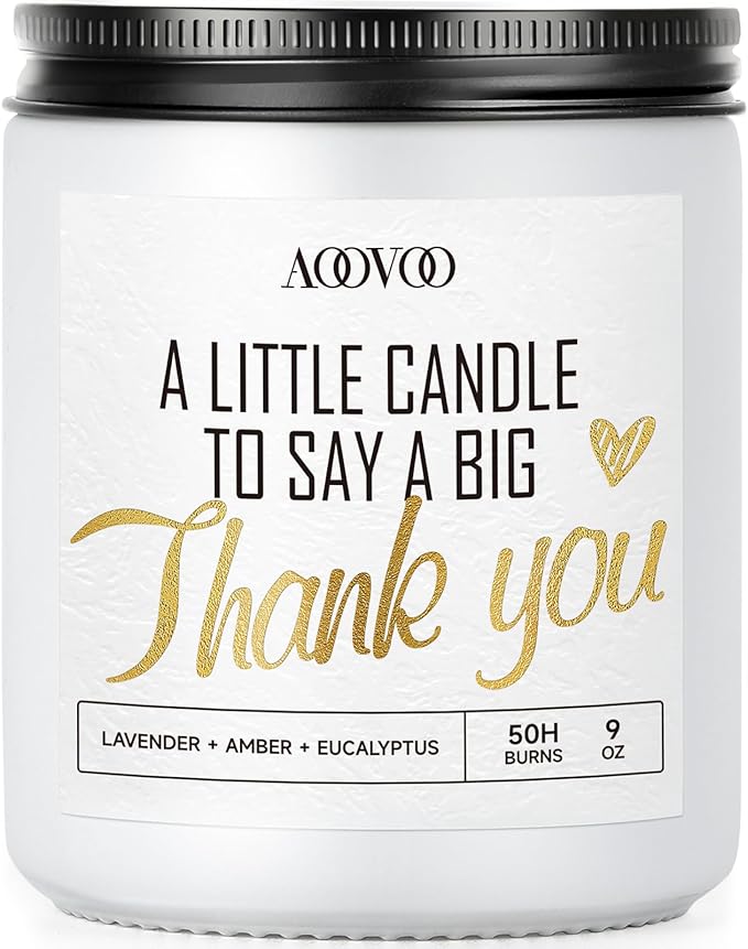 AOOVOO Candle - 9oz Soy Wax Candle, Lavender Scent - Thank You Gift for Women, Men, Mom, Coworkers, Nurse, Clients - Employee, Teacher, Boss Appreciation