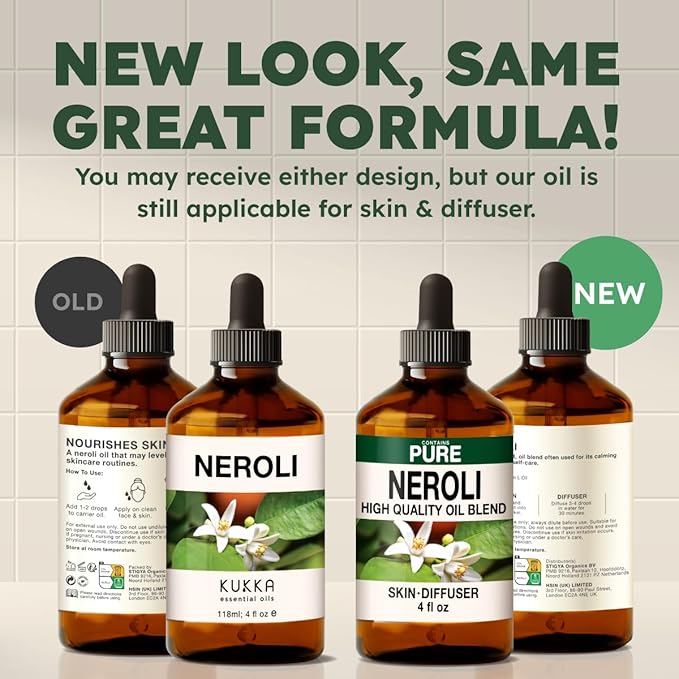100% Pure Neroli Oil - 4 Fl Oz Neroli Essential Oil for Hair, Skin, Diffuser, Aromatherapy & DIY Soap Making Scent