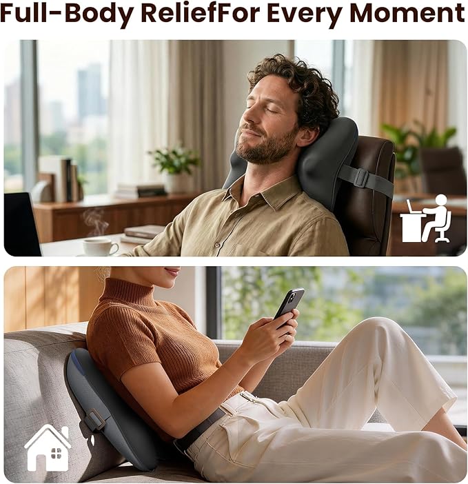BOB AND BRAD Back Massager with Heat and Remote, EZBack Plus Shiatsu Massage Pillow with 3 Level, Kneading Deep Tissue Massage for Neck, Shoulder, Leg, Upper & Lower Back Pain Relief, FSA Eligible HSA