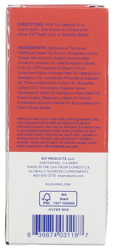 Eo, Bath Oil Rose Geranium, 4 Fl Oz