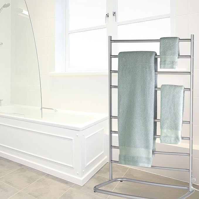 Warmrails Hyde Park Towel Warmer - Free-Standing Towel Warmer Rack for Drying Towels and Garments - 39-Inch Chrome Finish Frame with 8 Bars - Model WHC