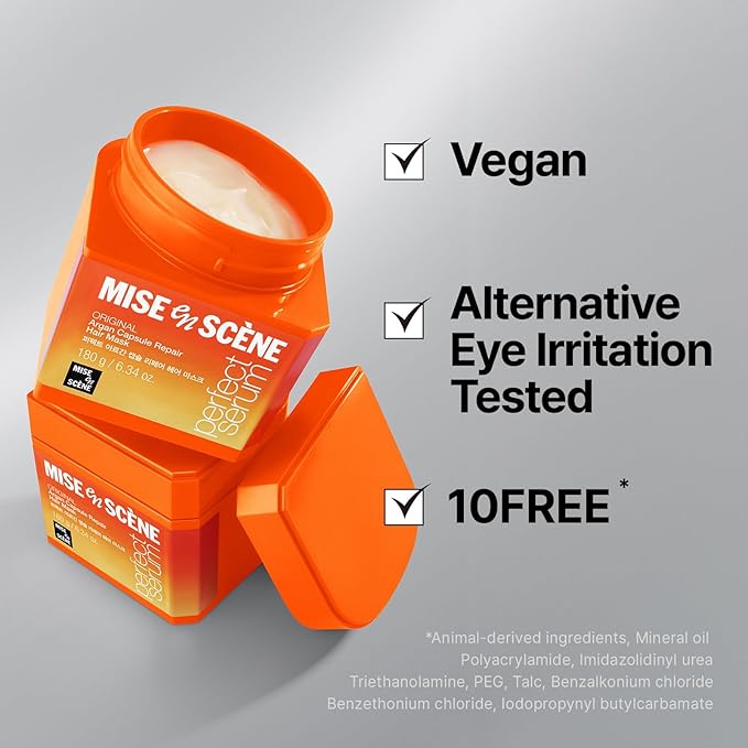 Mise En Scene Argan Oil Repair Hair Masks - Protein Hair Mask Argan Capsule for Damaged Hair | Deep Conditioning for Dry Hair | For Split Ends | Damaged & Frizzy | Anti Humidity 6.34 Fl. Oz. | Damage Repair, Add Shine, For Split Ends, Deep Conditioning...