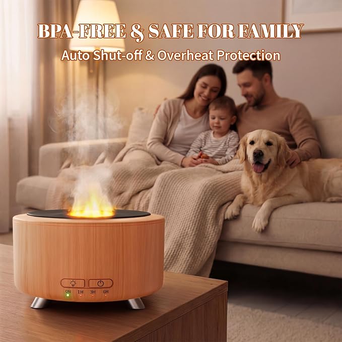 Essential Oil Diffuser for Home, 500 Aromatherapy Diffuser Oil Machine for Office Room Yoga, Aroma Diffuser with Auto-Off Function, 9 Colors LED Night Light, Light Wood