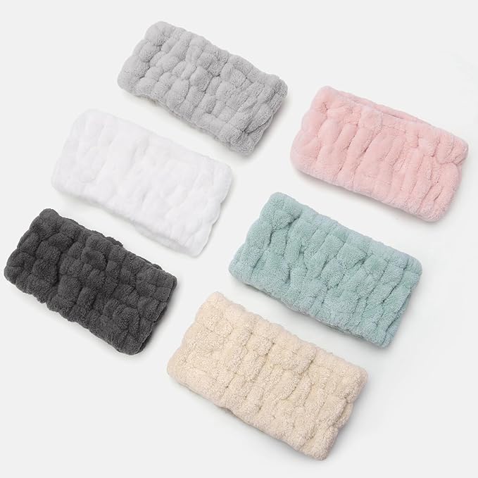 4 Pieces Spa Headband for Women Skincare Headband Makeup Headbands for Washing Face Spa Shower Gifts(Milky-White, Grey, Khaki, Dark Grey)