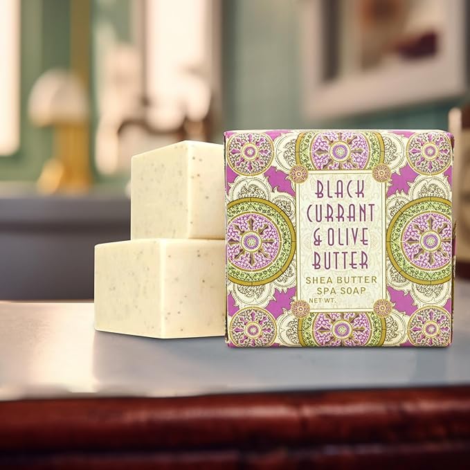 Greenwich Bay Mini Botanical Soap Bars 12 Pack 1.9 oz Each Individually Wrapped Guest Soaps for Airbnb, Spa, Travel, Bath Travel Size Bar Soap Set, Black Currant & Olive Butter