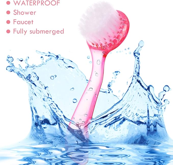 3 Pieces Facial Cleansing Brush Acrylic Handle Face Scrubbers Soft Bristle Exfoliator Cleaner Brush Scrub Exfoliating Facial Scrubber for Face Care Makeup Skincare Removal(Pink)
