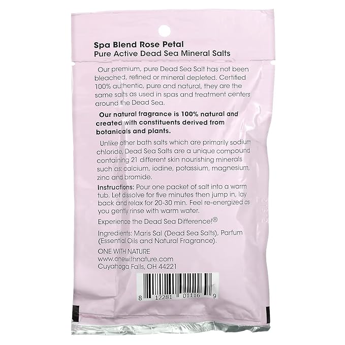 Spa Blend, Detox, 100% Pure Active Dead Sea Mineral Salts, Rose Petal,for Eczema, Psoriasis and All Skin Types, Natural, Therapeutic, 2.5 Oz (Pack of 6)