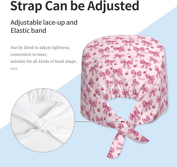 Scrub Cap for Women and Men Boho Black Leaf Pattern Adjustable Breathable Sweatband Hat for Work Kitchen Spa Shower Daily Use