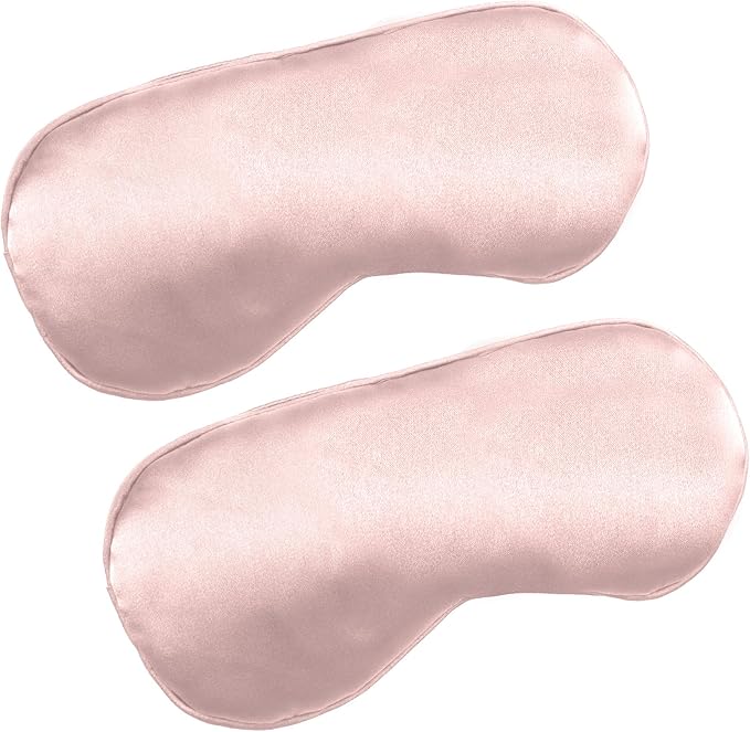 2 PCS Pink Satin Sleep Masks, Adjustable Silk Eye Mask for Sleeping, Eye Sleep Shade Cover, Blind Folds Soft Breathable Blindfold for Play Party Games Airplane Travel Essentials Cover Gifts