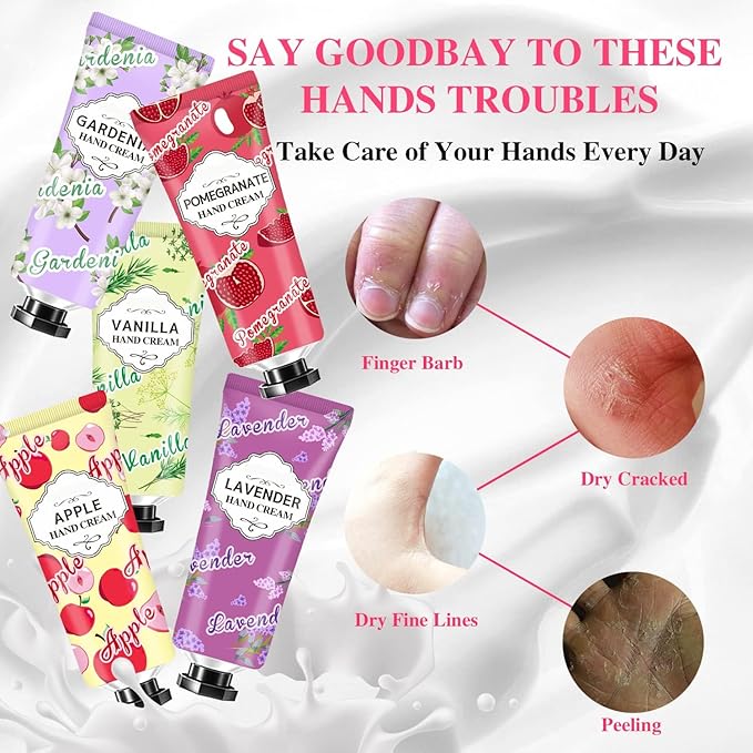 8 Pack Hand Cream Gift Set,Mothers Day Gifts for Mom,Teacher Appreciation Gifts,Nurses Week Gifts,Birthday Gifts for Women,Teen Girls,Natural Plant Fragrance Travel Size Lotion for Dry Cracked Hands