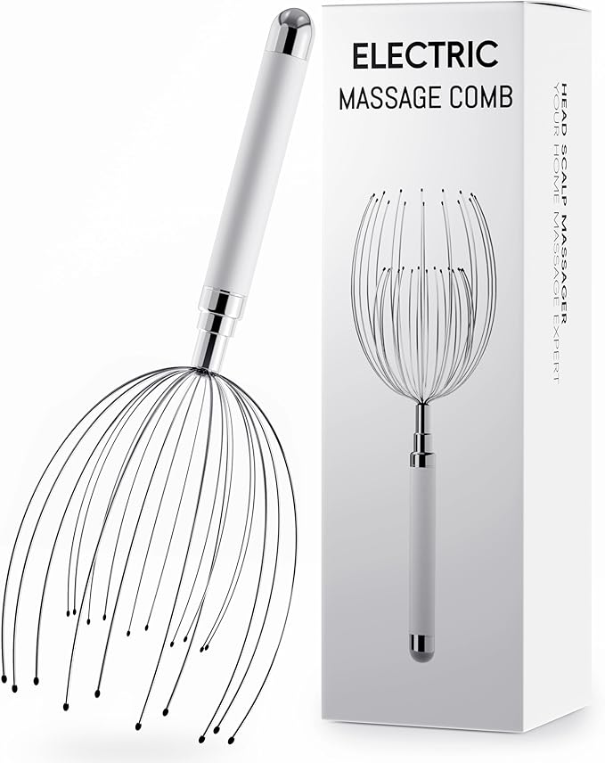 Winyoung Head Massager Scalp, Electric Scalp Massager with 20 Metal Fingers – Head Scratcher & Hair Massage Tool, Waterproof Head Massage for Stress Relief, Stocking Stuffers Gift for Women & Men