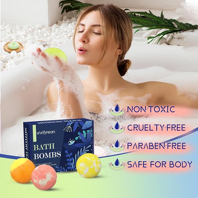 Bath Bombs for Men, Boys, Organic Bath Bombs, Anniversary Birthday Gift Set, Natural with Essential Oil, Epsom Salt and Vitamin C, Non-Toxic, Stress Relief Bath Soak, 6 Scent, 12 Pack for Men & Women