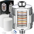 Shower Filter, 20 Stage Shower Head Filter for Hard Water with 2 Cartridges, High Output Shower Water Filter to Remove Chlorine, Fluoride and Other Impurities, Improves Skin Condition, Protects Hair