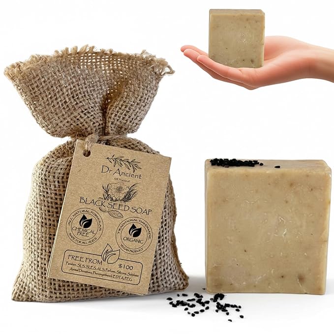 Dr. Ancient Black Seed Soap Bar – Organic, Natural, Vegan Handmade Soap with Black Seed Oil for Deep Cleansing and Hydration, Chemical-Free and Eco-Friendly, Suitable for All Skin Types