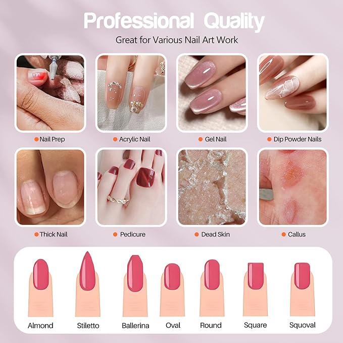 Droyek Electric Nail Drill Machine Nail Drill Electric File Nail File Kit for Beginners Acrylic Gel Nails Manicure Pedicure Polishing Shape Tool with 8 Bits Gel Nails and Home Salon Use