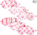 Cuffbow 6 Pack Plush Sleep Mask Set, Cute Plush Eye Masks for Sleeping, Soft Comfortable Travel Nap Blindfold, Sleepover Party Favors for Women(Heart,Pink)
