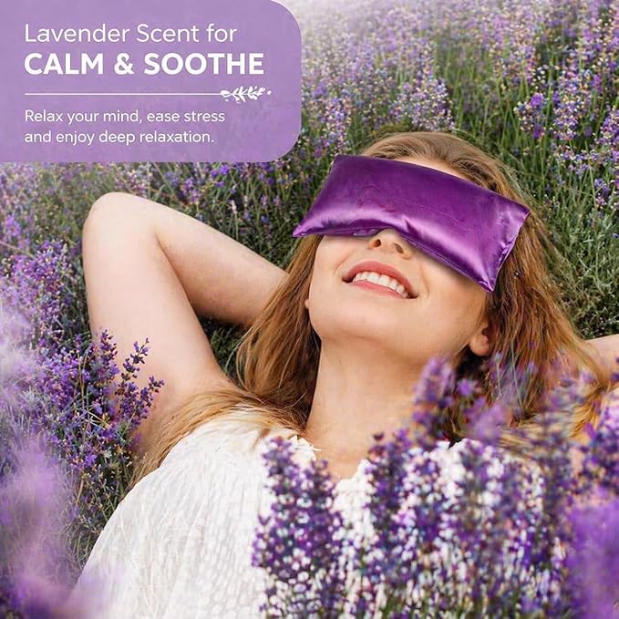 Lavender Eye Pillow for Relaxation, Yoga, Sleeping, Weighted Eye Mask Heated for Headache, Sinus, Dry Eye Relief, Moist Heat Eyes Compress, Meditation Accessories with Aromatherapy, Pack of 6