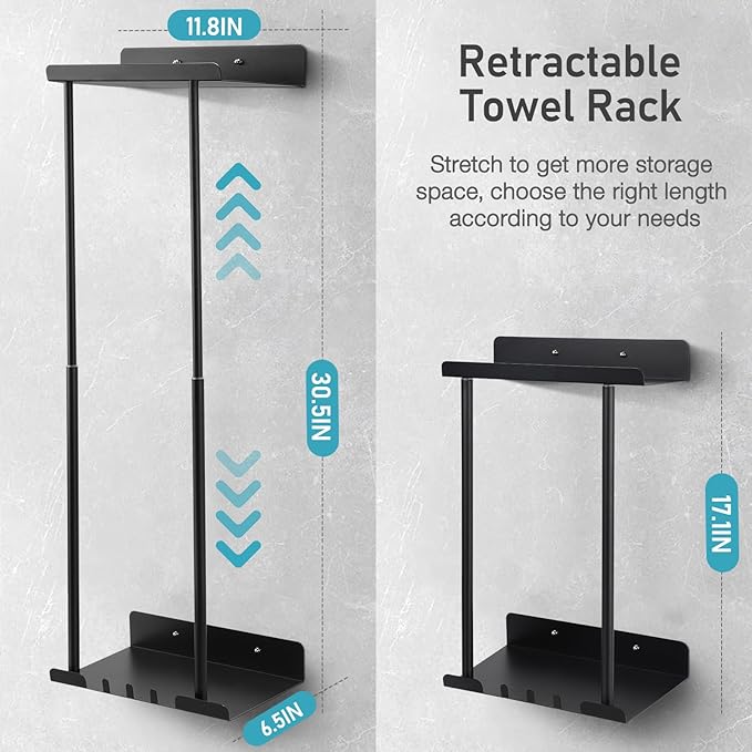Hommtina Bathroom Towel Storage Black Towel Holder Bathroom Decor Aesthetic Towel Racks for Bathroom Bath Towel Storage for Rolled Towels Organizer