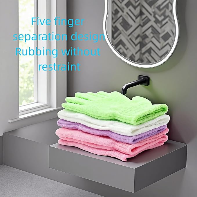 4 Pairs Exfoliating Bath Gloves, Nylon Double Sided Exfoliating Gloves for Beauty, Spa, Massage, Skin Shower, Body Scrubber Bathing Accessories