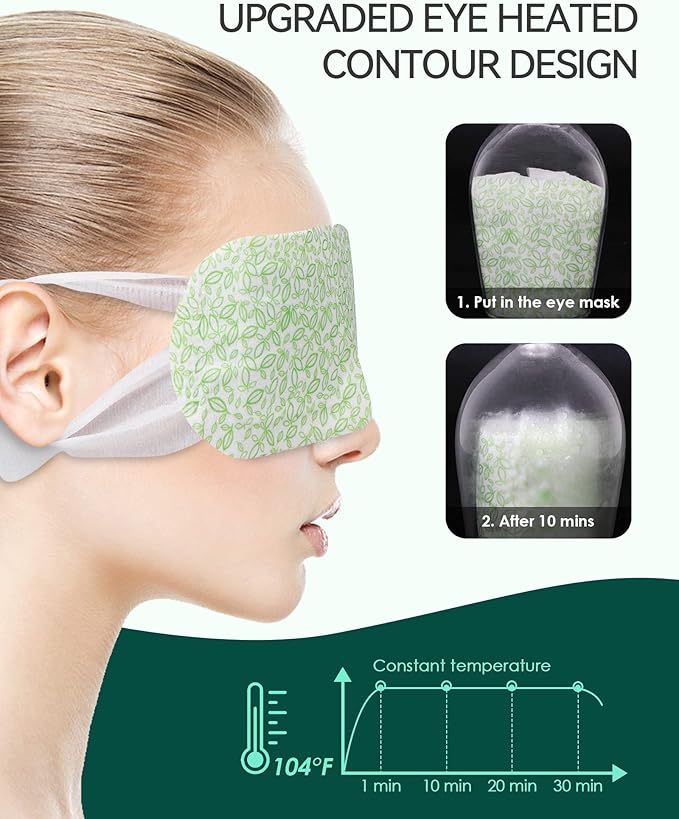 30PCS Steam Eye Masks for Dry Eyes & Fatigue Relief, Self-Heating Eye Mask for Puffiness & Dark Circles, Moist Heat Compress, Travel-Friendly, No Microwave Needed, Spa Relaxation for Women, Unscented