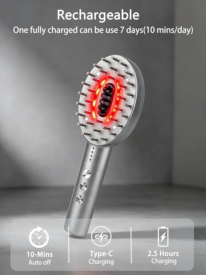 3-in-1 Electric Scalp Massager Brush, Vibrating Scalp Massager Comb with Hair Oil Applicator for Scalp/Face/Body Relaxation, Portable Massager Tool for Home & Travel, Gift for Men & Women (Grey)