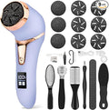 Electric Callus Remover for Feet, Portable Pedicure Kit Foot File Callus Remover, Rechargeable Waterproof Foot File for Foot Care Deadskin Remover with 9Head&LCD Display, Purple