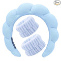 Spa Headbands for Washing Face Soft Puffy Bubble Headbands Wristband for Women Girls Makeup Skin Care Facial Beauty Shower Towel Hairband