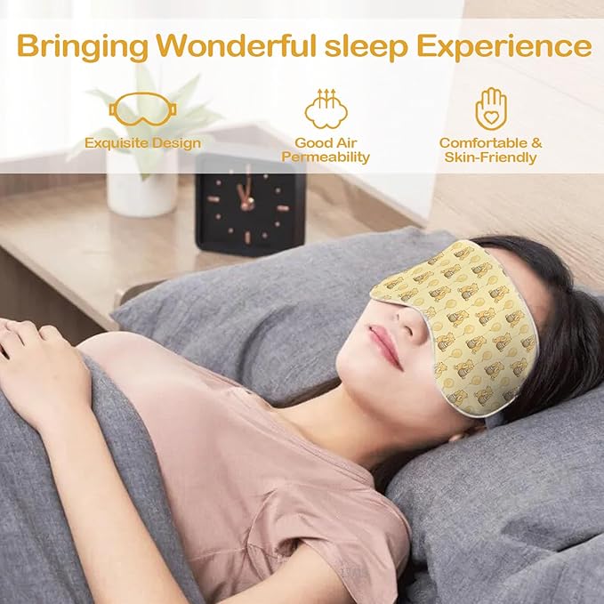 Winnie Sleep Eye Masks for Kids Women, Sleep Eye Mask Blindfold with Elastic Strap/Headband, Soft Eye Cover Eyeshade for Night Sleeping for Sleep Travel Nap