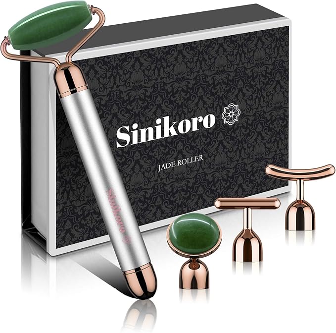 Face Roller Natural Jade Roller for Face - 4 in 1 Facial Beauty Roller Skin Care Tools, Sinikoro Facial Roller Massager for Face, Eyes, Neck, Body Muscle Relaxing