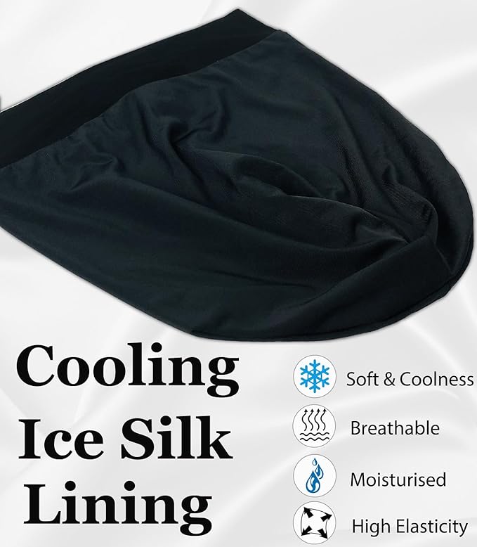 Sleep Cap Bonnet for Sleeping Black Women, Adjustable Cooling Ice Silk Lined Bonnet for Curly Braids Hair Cover Beanie Hat