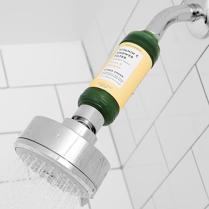 VOESH Vitamin C Shower Filter, Citrus Crush, Shower Aromatherapy, Water Purifier, Water Softener, Vegan Probiotics, Spa Shower Head, Water Filter, Shower Self-Care