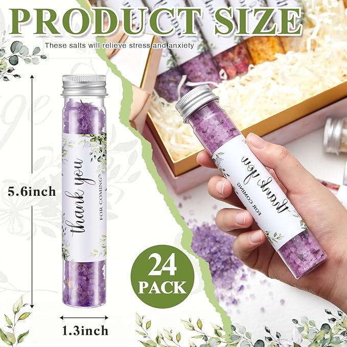 12 Pcs Aromatherapy Bath Salts Test Tube Bath Salts for Women Relaxing Spa Gifts Set for Wedding Christmas Birthday Baptism Party Favors (Greenery)