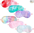 Cuffbow 6 Pack Plush Sleep Mask Set, Cute Plush Eye Masks for Sleeping, Soft Comfortable Travel Nap Blindfold, Sleepover Party Favors for Women(Tie Dye,Colorful)