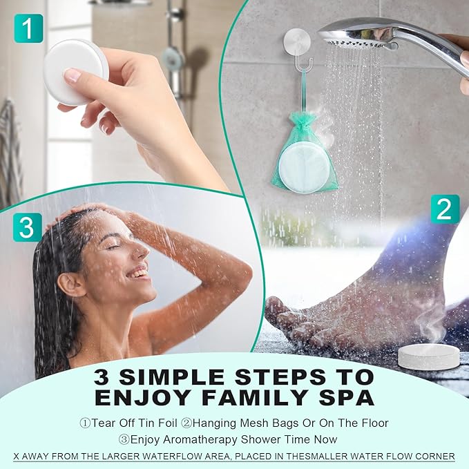 Vapor Shower Steamers Aromatherapy - Mothers Day Gifts for Husband Mom Her Wife Women, 6 Pack Vapor Shower Tablets, Breathe Easy & Relaxation with Eucalyptus Menthol Essential Oils, Self-Care SPA