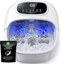 Foot Spa Bath Massager with Heat & Bubbles, Foot Soaking Tub with UV Ozone Refresh & Adjustable Temperature, Manual Rollers, Feet Soaker Gift Set with Bath Salts for Parents & Couples (White)