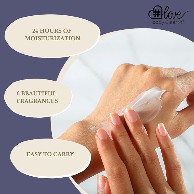 BODY & EARTH # LOVE Hand Cream Gift Set, Mothers Day Gifts for Mom, Moisturizing Hand Lotion Gift Set with Vitamin E, Travel Size Hand Cream for Women, Birthday Gifts Nurses Teachers, 6 x 1 OZ