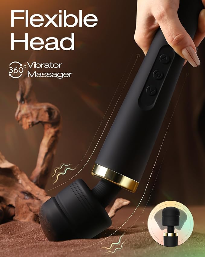 Toendi Premium Massager Tools for Beginners AI-Sync App Control Body Massager with 8 Speeds & 5 Modes, 360° Head Massager Waterproof Massager, Massage Wand for Women, Men, Couple