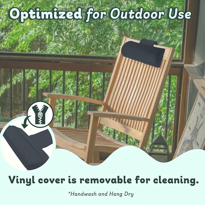 Poolzilla Universal Black Spa Pillow, Made of Soft Foam for Outdoor Hot Tubs and Chaise lounges - Adjustable Headrest and Weighted that Fits Any Spa