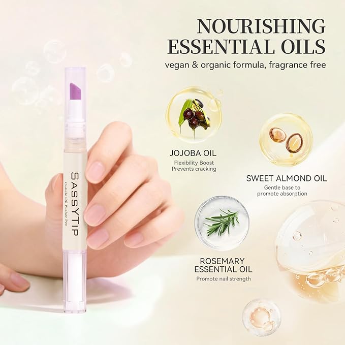Ceramic Cuticle Pusher & Oil Pen, 2ml Rose + Fragrance Free Scented Nail Care Pen, Gentle Cuticle Remover for Dry & Damaged Nails, Moisturize Strengthen Brighten (Pink3.0&Beige3.0)