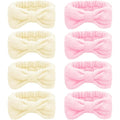 Ondder Spa Skincare Headband for Women - Pink & Beige Bow Design, Makeup & Face Wash Hair Band,8 Pack