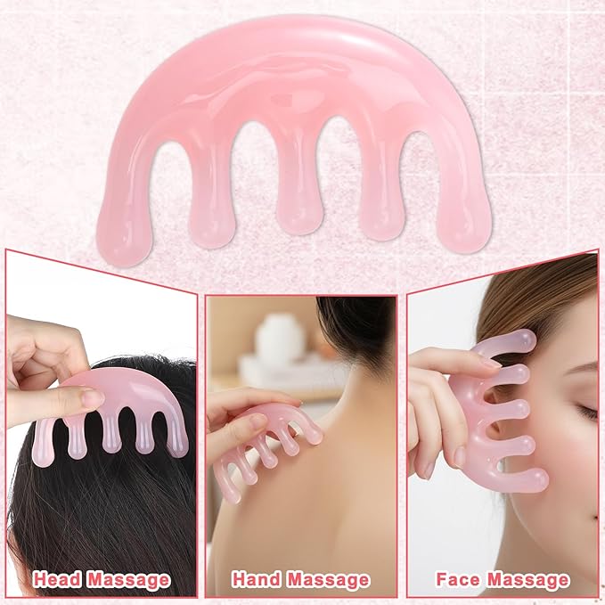 4 PCS Head Massager Scalp Comb Resin Scalp Stress Relax Tool Hair Gua Sha Comb for Heads and Body Relaxation Hair SPA Acupressure Gifts for Birthday Mother's Day Father's Day