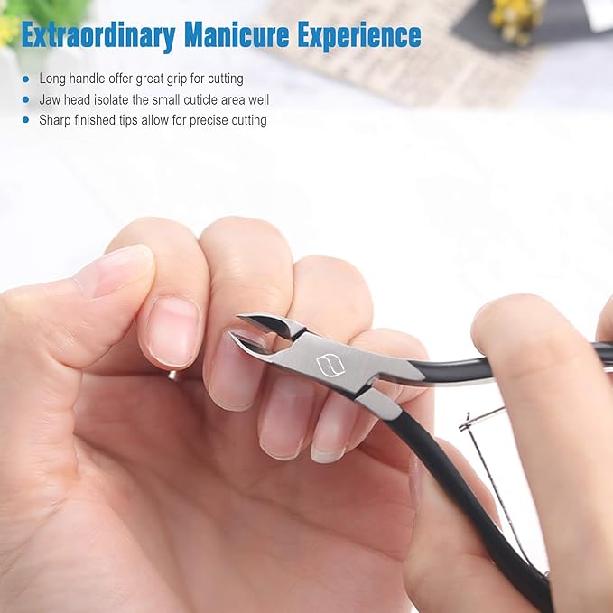 FERYES Cuticle Clipper Professional Manicure and Pedicure Cuticle Remover Tools, Medical Grade Stainless Steel Cutical Cutter, 8mm Jaw- 1 Piece (Black)