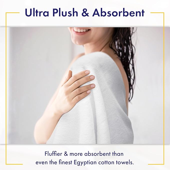 Alusa Home Ultra Soft & Plush Viscose from Bamboo Bath Sheets - 700 GSM Pack of 2 - Extra Large 70x35 in - Super Absorbent & Quick Drying (White)