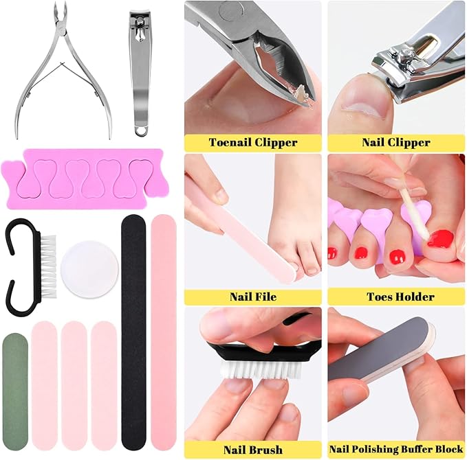 Professional Foot Care Kit, 30-Piece Pedicure Set with Foot File, Callus Shaver, Hard Skin Remover (Black)