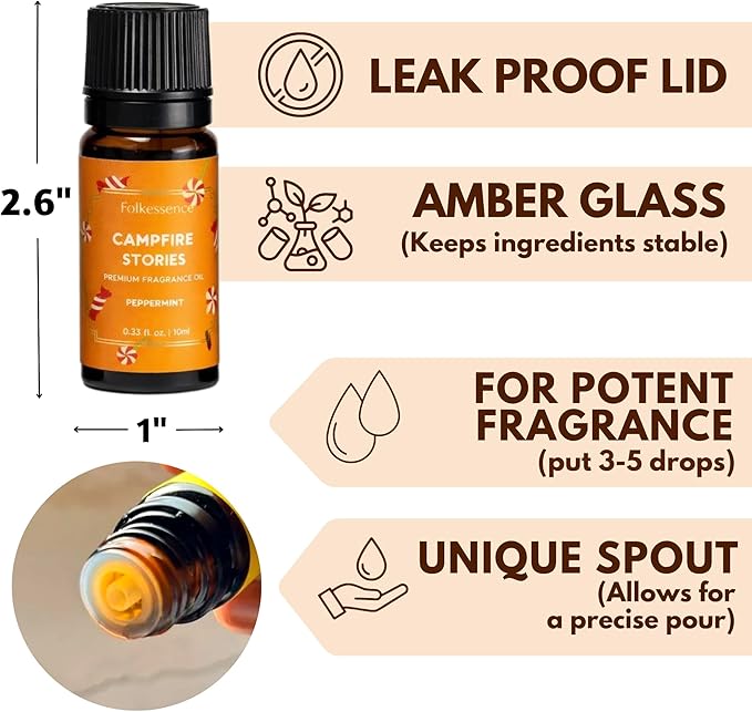 Folkulture Memories Essential Oils Set for Diffuser | Set of 5 Fragrance Oils for Aromatherapy | Gingerbread, Peppermint, Cranberry | Home Fragrance Gift | Home Decor Gifts
